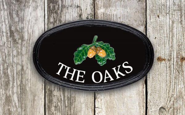 Acorns Oval House Sign 12" X 7"