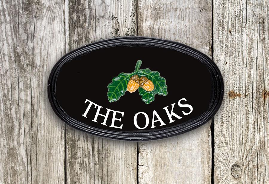 Acorns Oval House Sign 12" X 7"