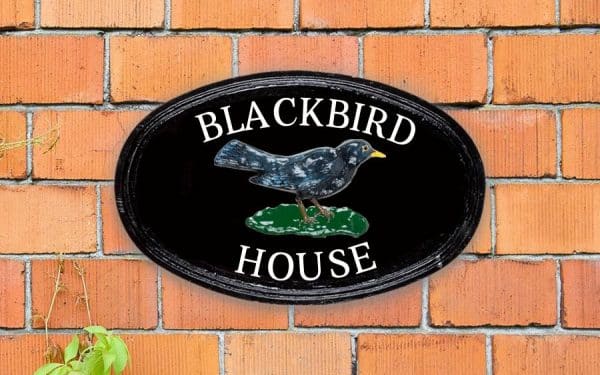 Blackbird Oval House Sign 14" X 9"