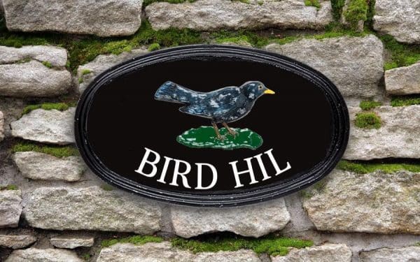 Blackbird Oval House Sign 12" X 7"