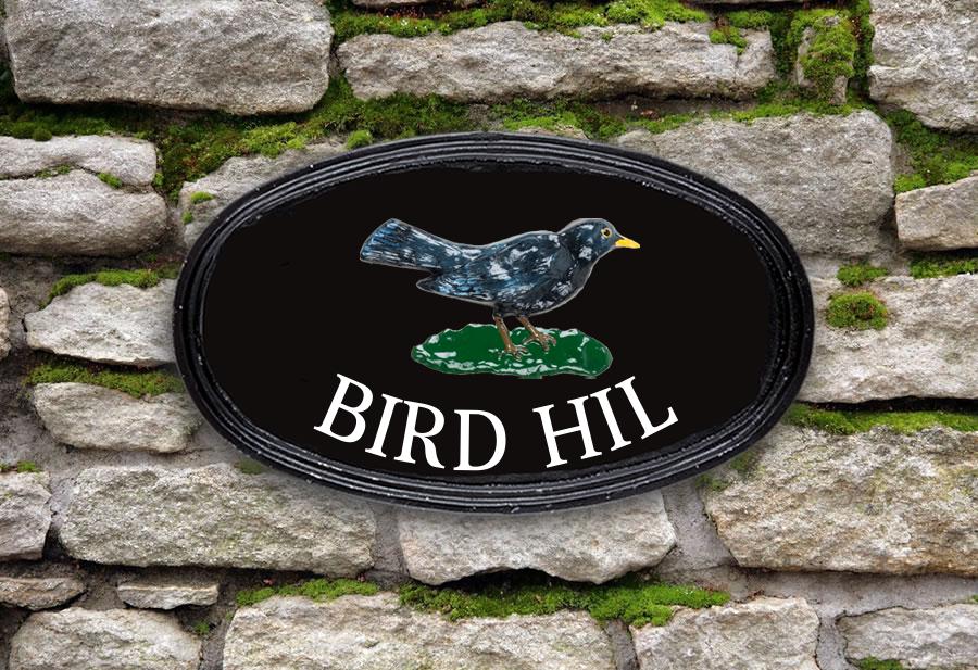 Blackbird Oval House Sign 12" X 7"
