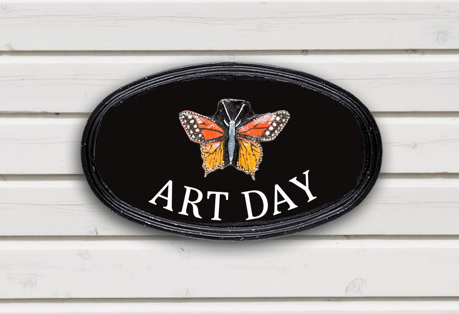 Butterfly Oval House Sign 12" X 7"