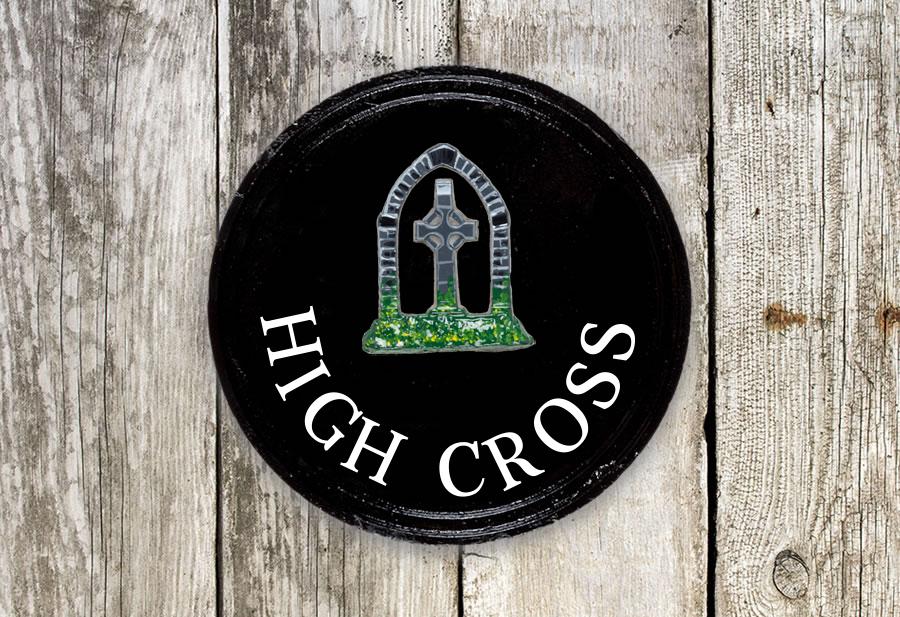 Celtic Cross Round House Sign 10" Diameter