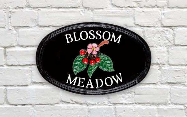 Cherry Blossom Oval House Sign 14" X 9"