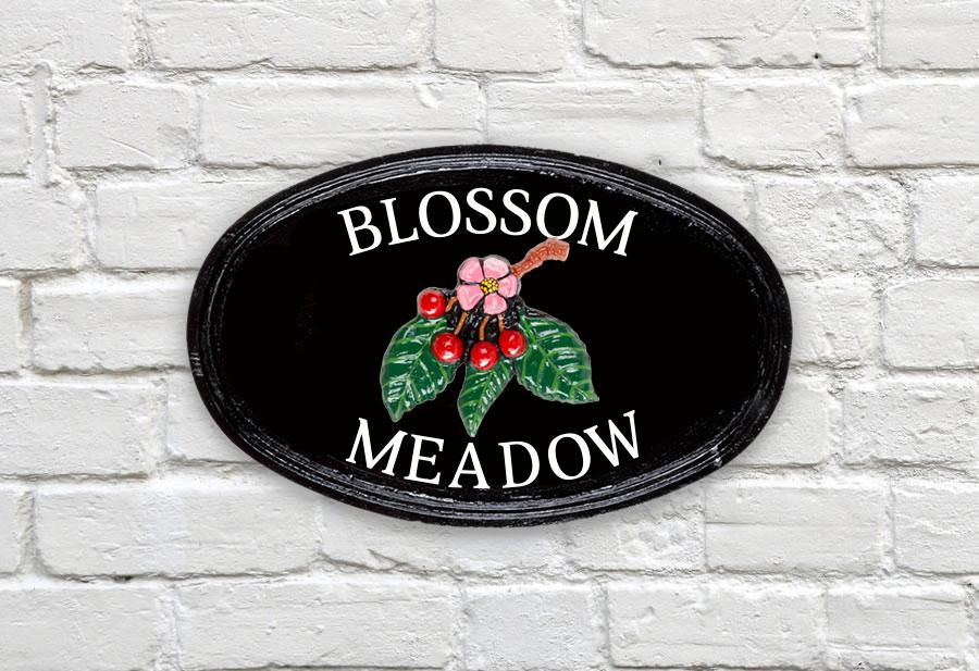 Cherry Blossom Oval House Sign 14" X 9"