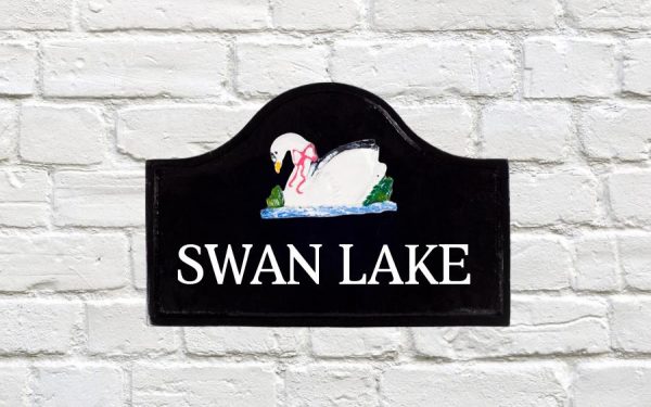 Fancy Swan Cast Metal Sign 12" X 8"