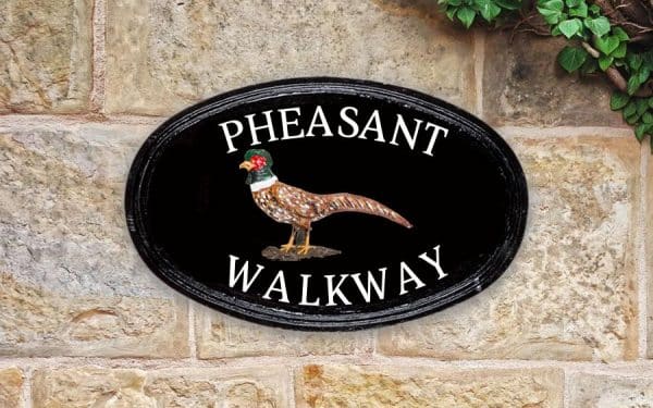 Golden Pheasant Oval House Sign 14" X 9"