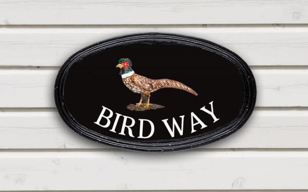 Golden Pheasant Oval House Sign 12" X 7"