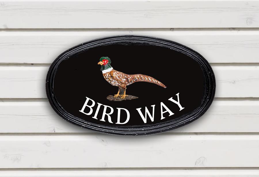 Golden Pheasant Oval House Sign 12" X 7"