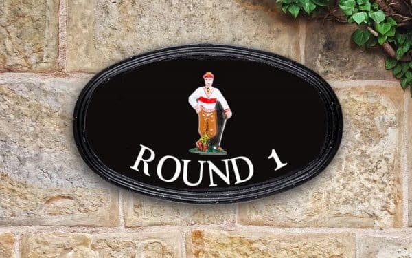 Golfer Oval House Sign 12" X 7"