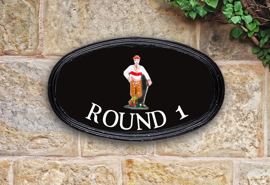 Golfer Oval House Sign 12" X 7"