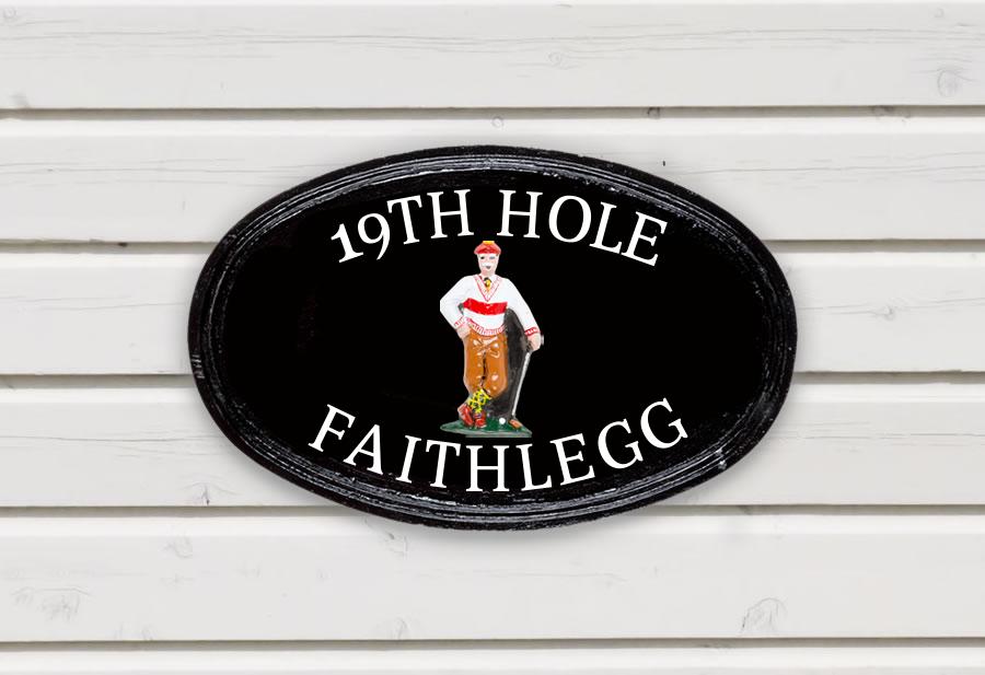 Golfer Oval House Sign 14" X 9"