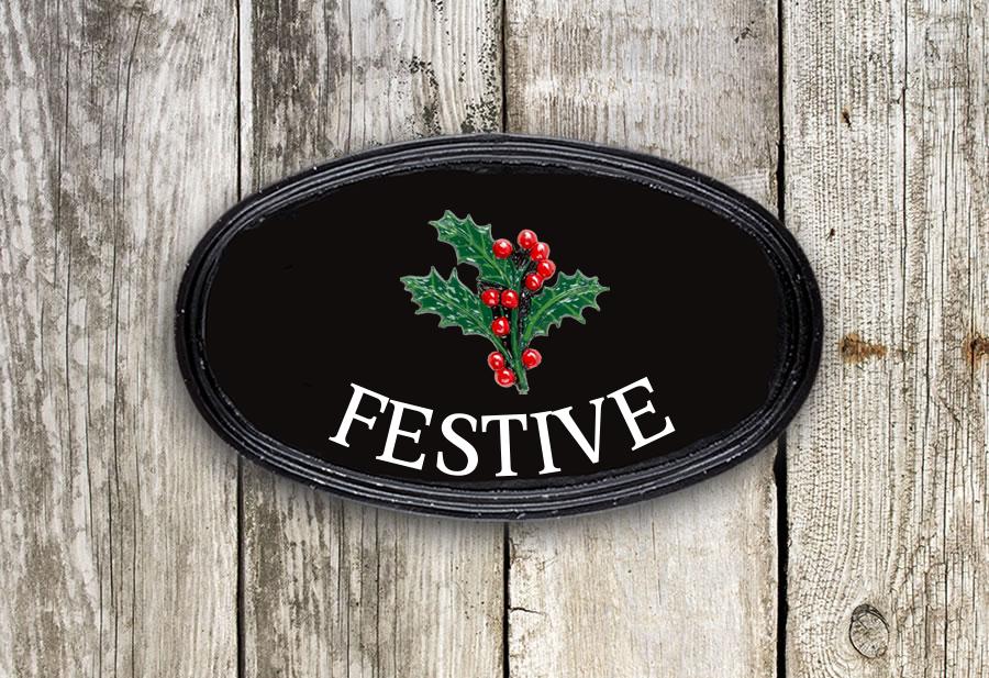 Holly Oval House Sign 12" X 7"