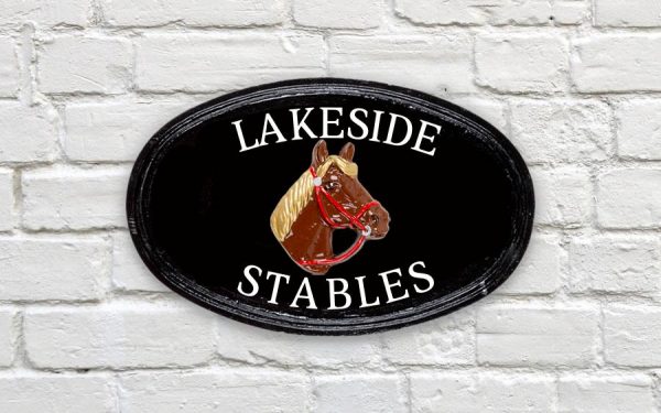 Horse Head Oval House Sign 14" X 9"