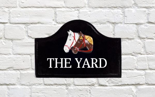 Twin Horse Heads House Sign 12" X 8"