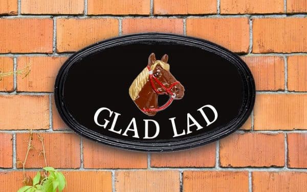 Horse Head Oval House Sign 12" X 7"