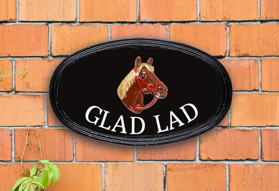 Horse Head Oval House Sign 12" X 7"