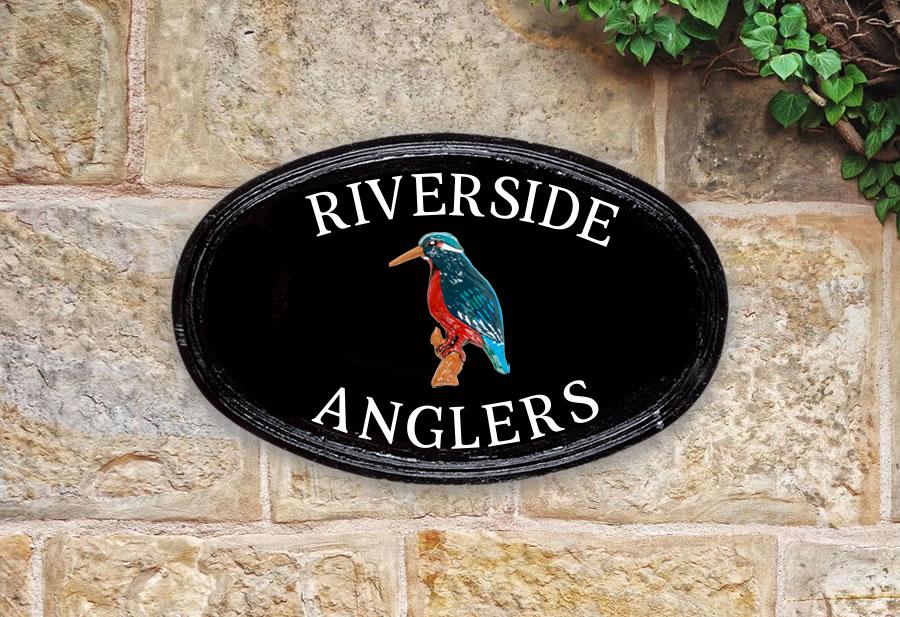 Kingfisher Oval House Sign 14" X 9"