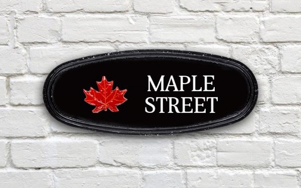 Maple Leaf Oval House Sign 15" X 6"