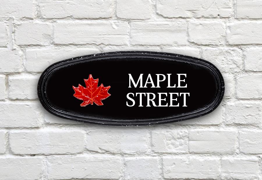 Maple Leaf Oval House Sign 15" X 6"