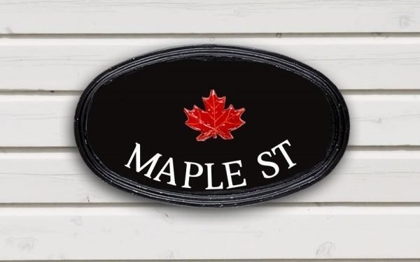 Maple Leaf Oval House Sign 12" X 7"