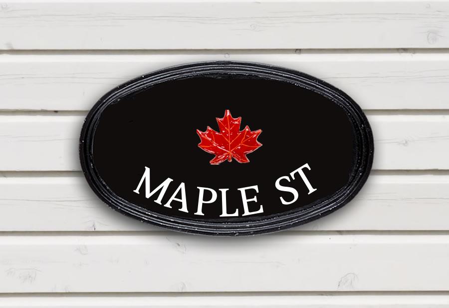 Maple Leaf Oval House Sign 12" X 7"