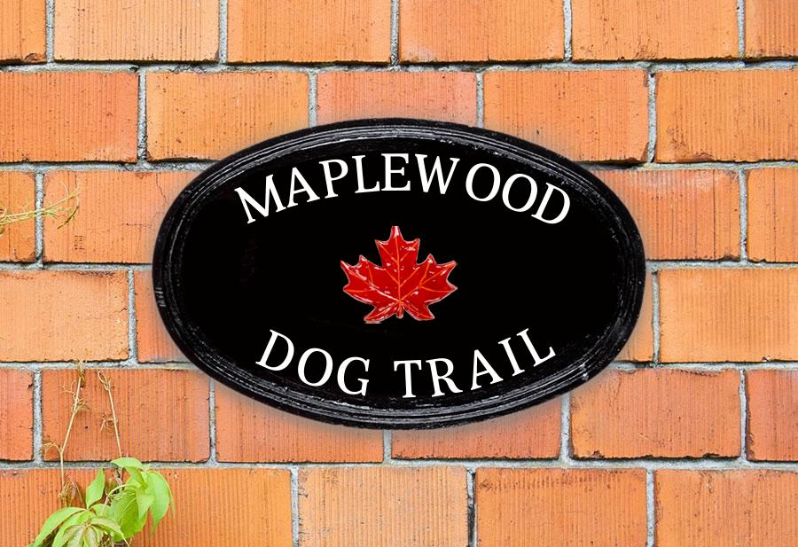 Maple Leaf Oval House Sign 14" X 9"