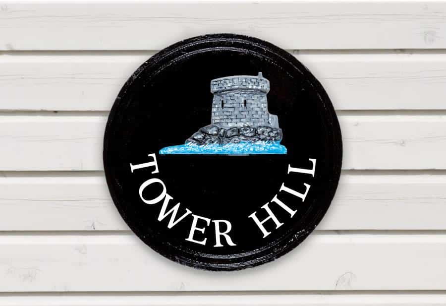 Martello Tower Round House Sign 10" Diameter