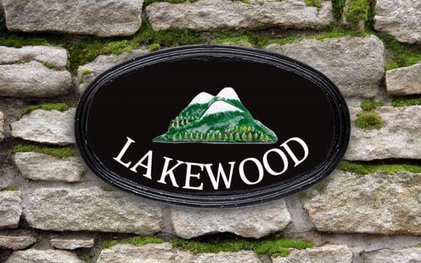 Mountain Range Oval House Sign 12" X 7"