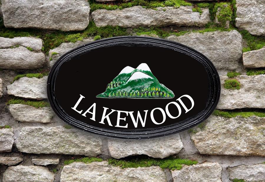 Mountain Range Oval House Sign 12" X 7"