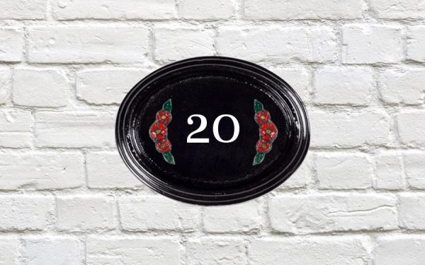 Dog Rose with Numbers House Sign 9" X 7"