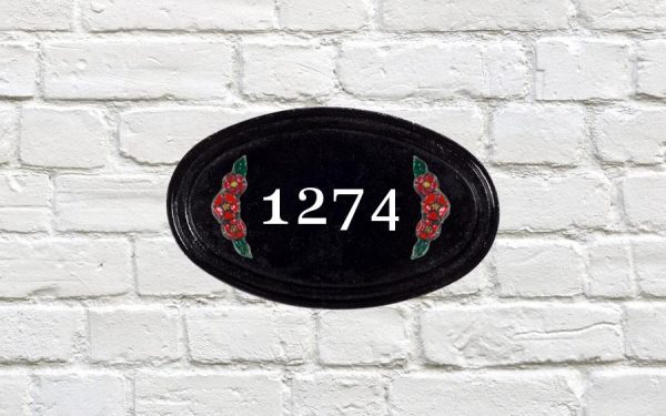 Dog Rose with Numbers House Sign 10" X 6"