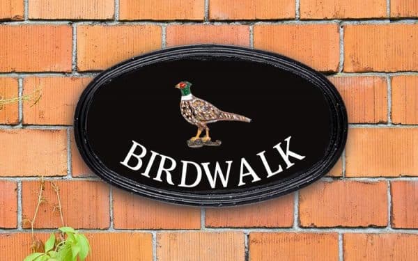 Pheasant Oval House Sign 12" X 7"