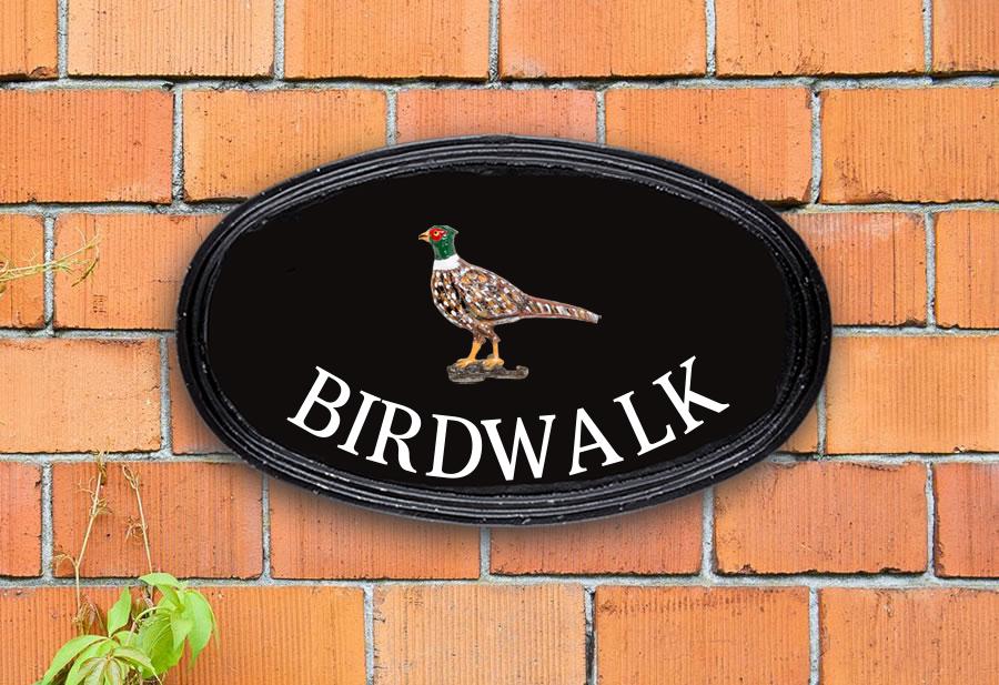 Pheasant Oval House Sign 12" X 7"