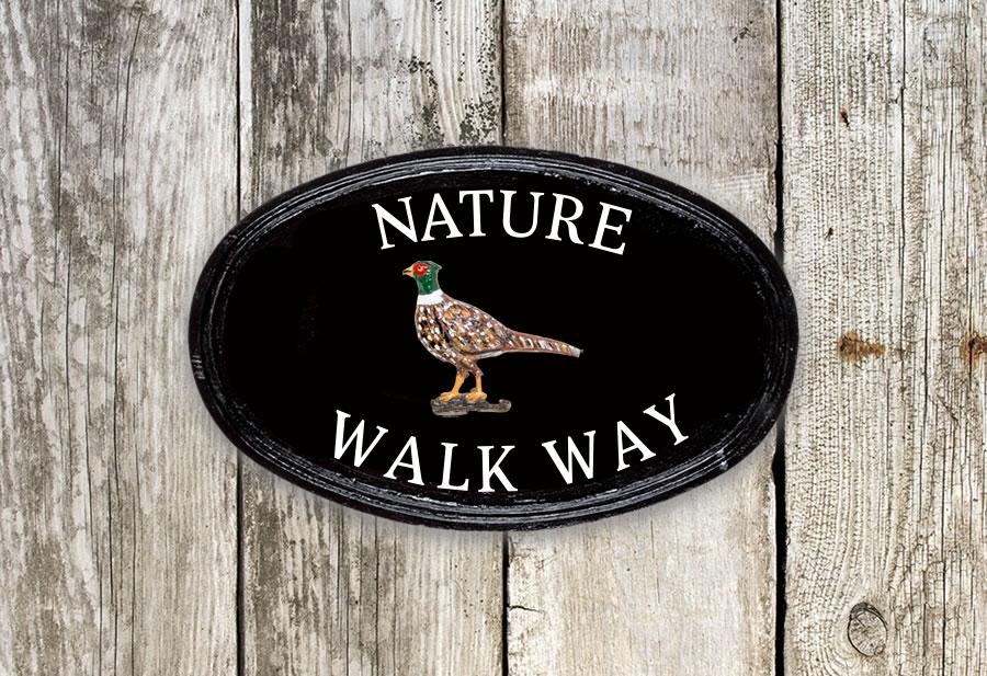 Pheasant Oval House Sign 14" X 9"