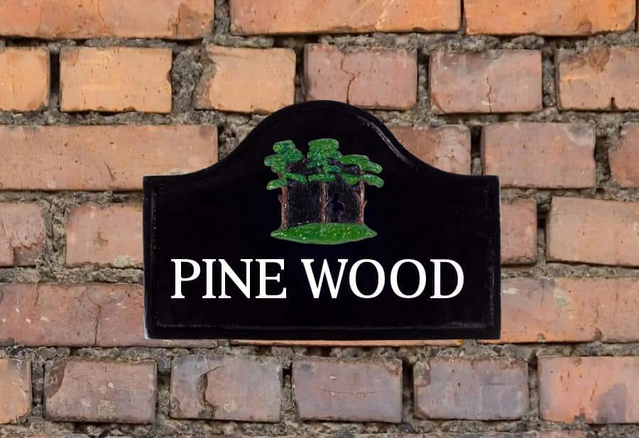 Pine Trees Cast Metal Sign 12" X 8"