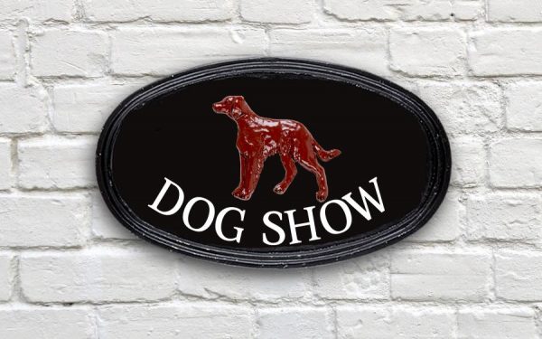 Red Setter Head Oval House Sign 12" X 7"