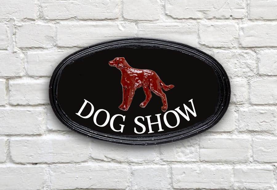 Red Setter Head Oval House Sign 12" X 7"