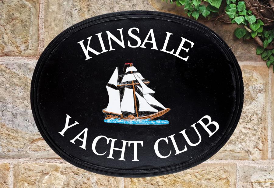 Schooner Oval House Sign 18" X 14"