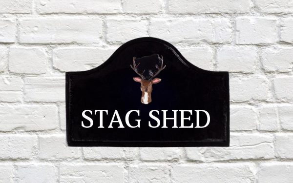 Stag's Head Cast Metal Sign 12" X 8"