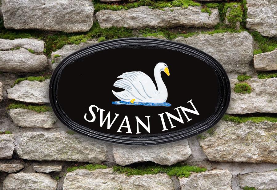 Swan Oval House Sign 12" X 7"
