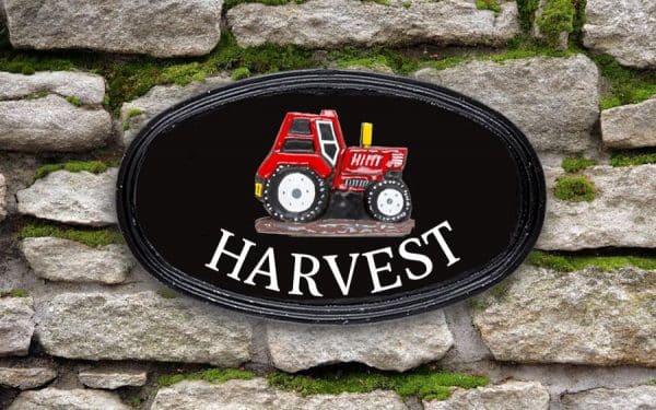 Tractor Oval House Sign 12" X 7"