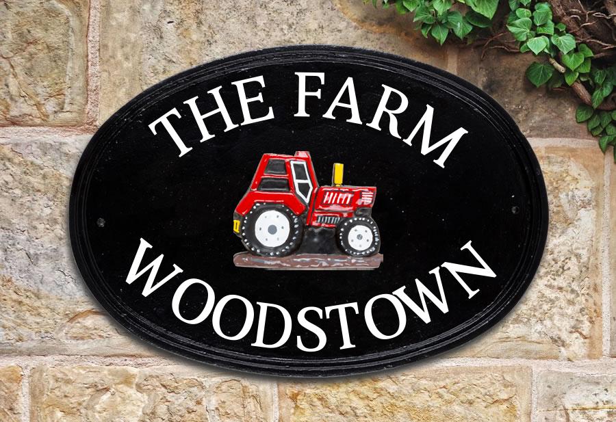 Tractor Oval House Sign 16" X 11"