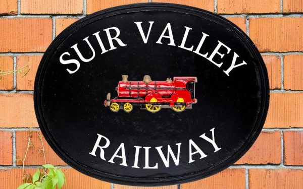 Train Oval House Sign 18" X 14"