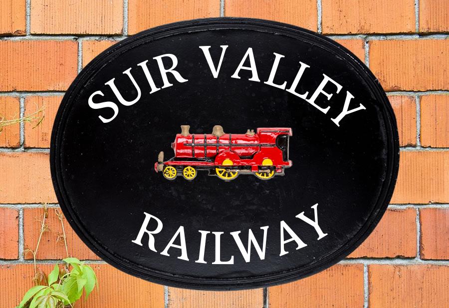 Train Oval House Sign 18" X 14"