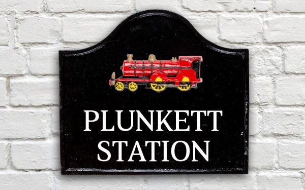 Train House Sign 12" X 11"