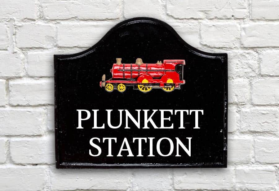 Train House Sign 12" X 11"