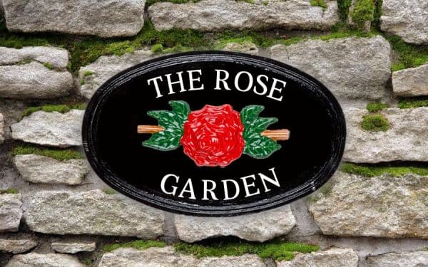 Tudor Rose Oval House Sign 14" X 9"