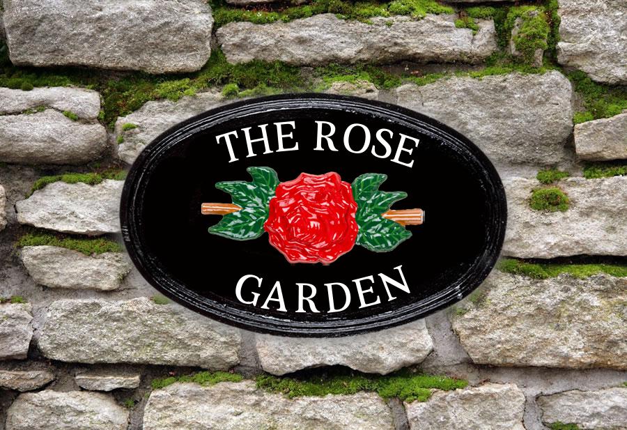 Tudor Rose Oval House Sign 14" X 9"