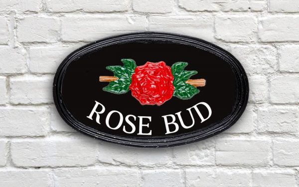 Tudor Rose Oval House Sign 12" X 7"